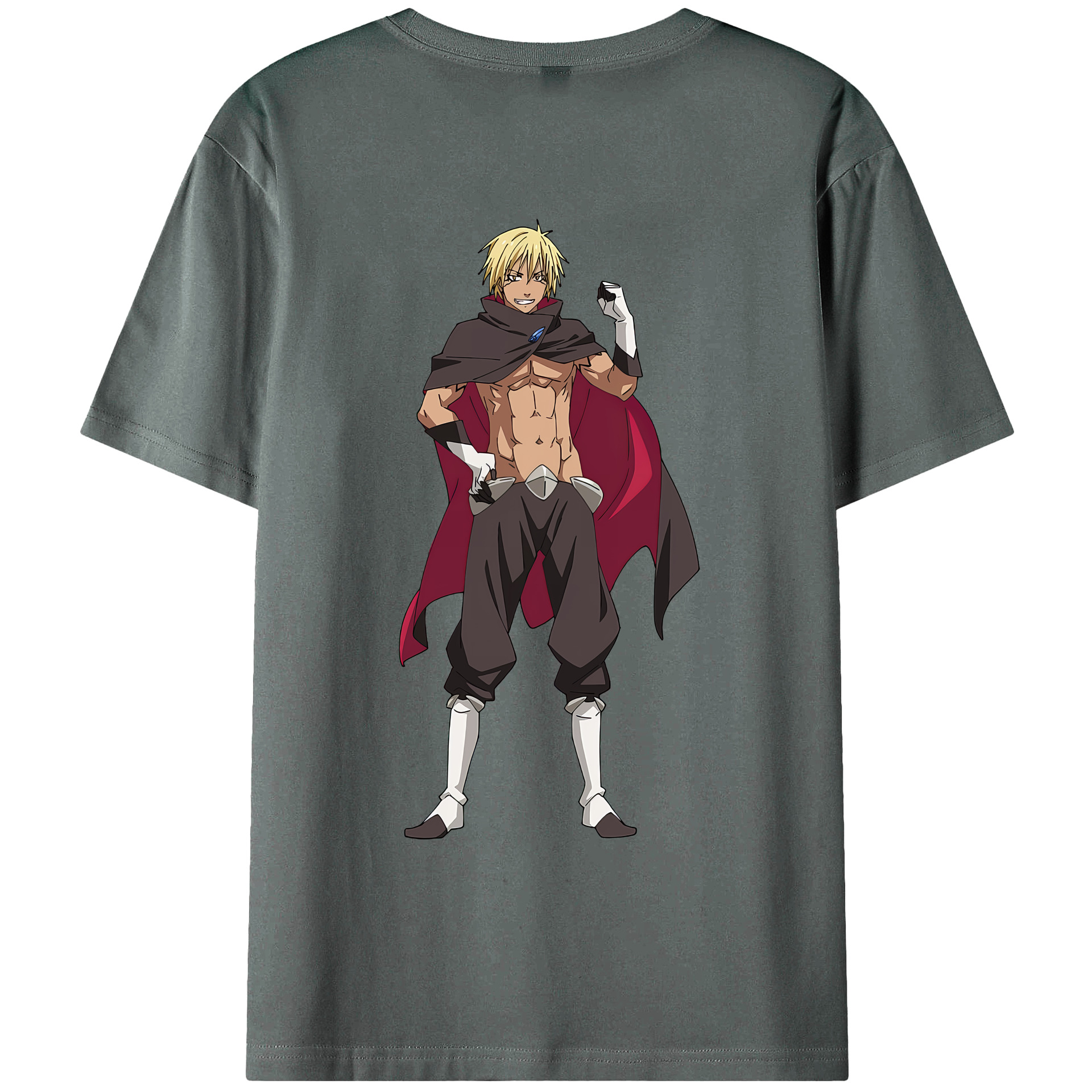 （画像用） 転スラ Regarding Reincarnated to Slime 綿100％ メンズ半袖Tシャツ（バックプリント） 通気性